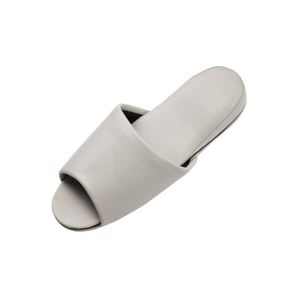 （まとめ）抗菌ビニールレザー調スリッパ（前開き） ホワイトグレー 30足 (代引不可)