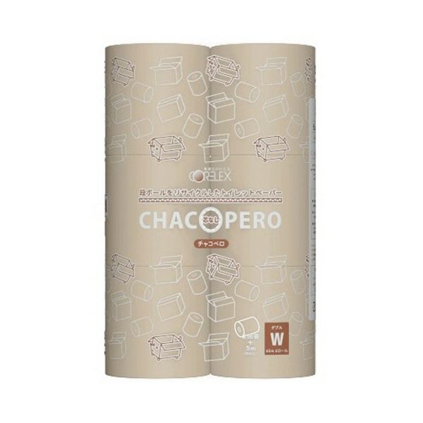 （まとめ） コアレックストイレットペーパー チャコペロ ワンタッチコアレス ダブル 芯なし 65m 1パック（6ロール） 【×5セット】