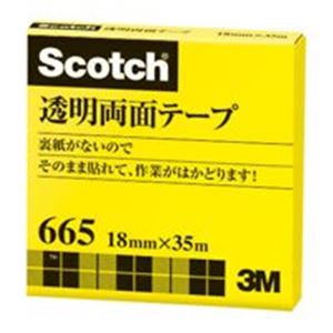 ■サイズ・色違い・関連商品関連商品の検索結果一覧はこちら■商品内容【ご注意事項】・この商品は下記内容×2セットでお届けします。■商品スペック透明度の高い両面テープ。ガラスへの接着に最適。●サイズ：幅18mm×長さ35m●仕様：小巻タイプ・カッター付き●ブリスターパック入りフック陳列用●テープ厚：0.08mm■送料・配送についての注意事項●本商品の出荷目安は【1 - 5営業日　※土日・祝除く】となります。●お取り寄せ商品のため、稀にご注文入れ違い等により欠品・遅延となる場合がございます。●本商品は仕入元より配送となるため、沖縄・離島への配送はできません。[ 665-3-18 ]