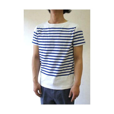 フランスタイプ ボーダーシャツ 半袖 3色　JT043YN　ホワイト×ネイビー M　【レプリカ】