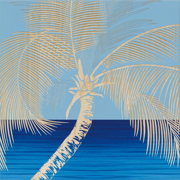 ユーパワー ウッドスカルプチャーアート 〜パーム ツリー〜 ブルー+ナチュラルペイント