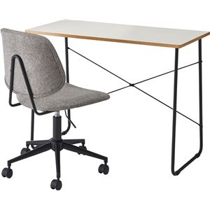 パソコンデスク 約幅100×奥行48×高さ75cm ホワイト スチール リビング 書斎 在宅ワーク インテリア家具 組立式 [2]