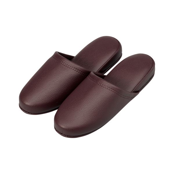 オーミケンシ 抗菌レザー調スリッパ 10足組 36037 ダークワイン 10足 (代引不可)
