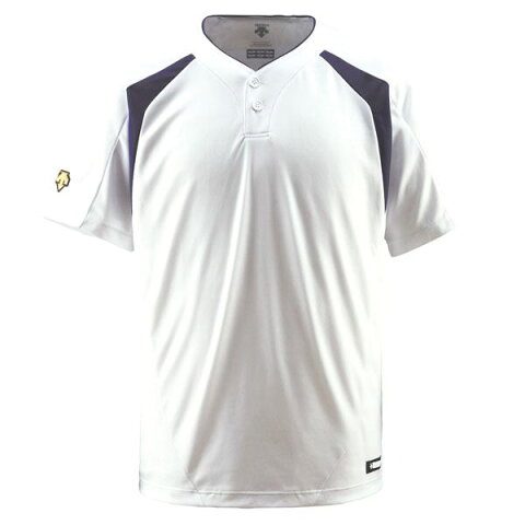 デサント（DESCENTE） ベースボールシャツ（2ボタン） （野球） DB205 Sホワイト×Dネイビー S