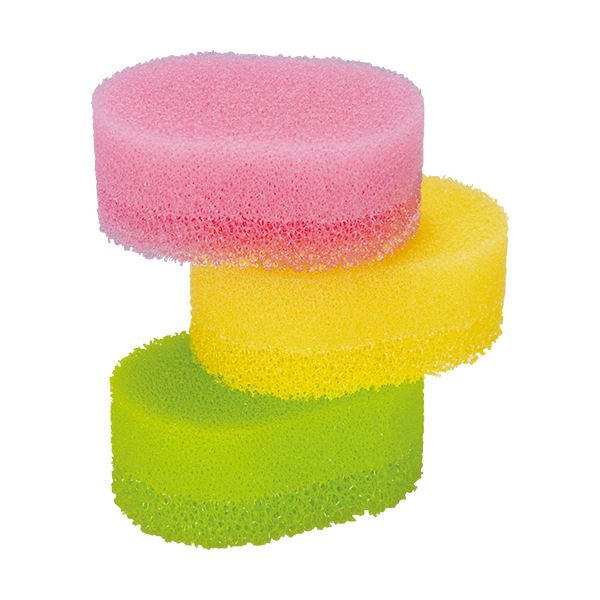 （まとめ） アズマ工業水切れの良いスポンジ カラフル 3色組 1パック（3個：各色1個） 【×10セット】