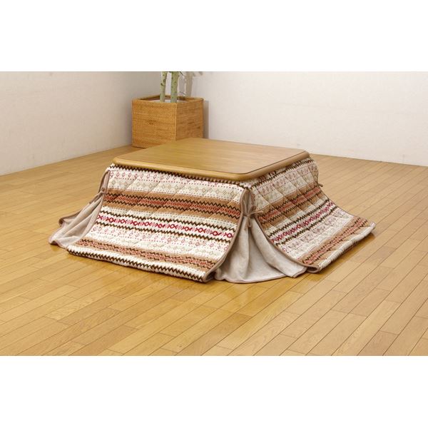 薄掛け こたつ布団 【単品 アイボリー 280×280cm】 折りたたみ収納可 起毛 フランネル ゆったりーな 省スペース 〔リビング〕 (代引不可)
