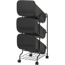 スタンド式 ダストボックス/ゴミ箱 【ブラック 19L×3段】 高さ97cm キャスター付き 『スムース』 (代引不可)(3)