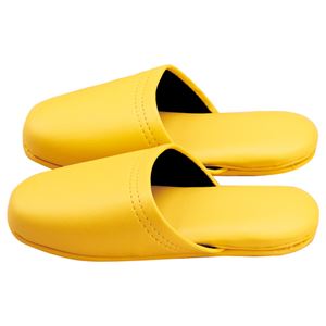 (まとめ) オーミケンシ レザー調スリッパ(子供用) イエロー 1足 【×5セット】 (代引不可)