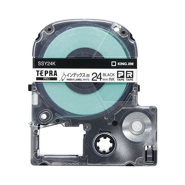 （まとめ） キングジム テプラ PRO テープカートリッジ インデックスラベル 24mm 白／黒文字 SSY24K 1個 【×4セット】 (代引不可)(2)