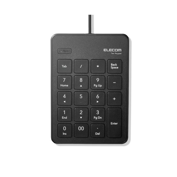 (まとめ) エレコム 有線テンキーパッド/パンタグラフ/薄型/ブラック TK-TCP018BK 【×2セット】 (代引不可)