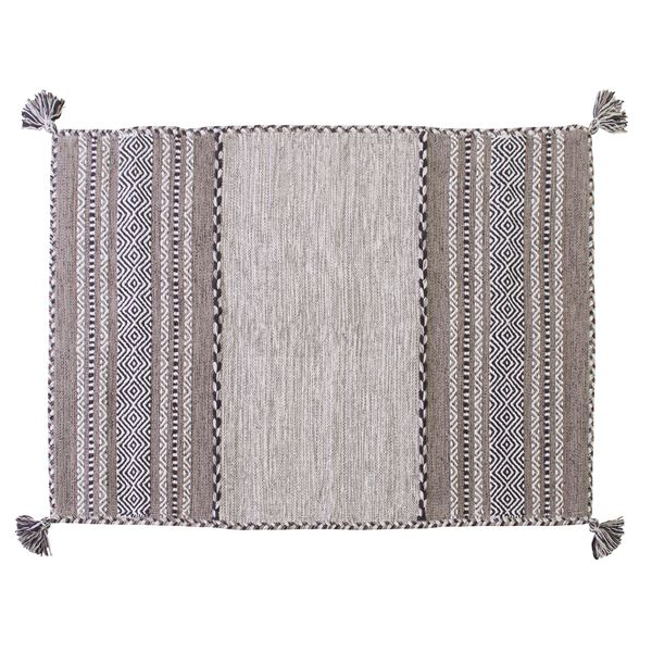 ラグマット 絨毯 130×90cm グレー 長方形 インド製 綿 コットン TTR-102GY シェニール リビング ダイニング ベッドルーム (代引不可)
