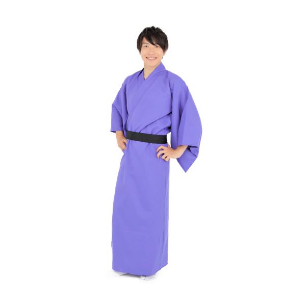 【コスプレ】 カラフル着流し/着物 【パープル】 着丈：約147cm ポリエステル100％ 〔イベント 仮装 舞台小物〕 (代引不可)