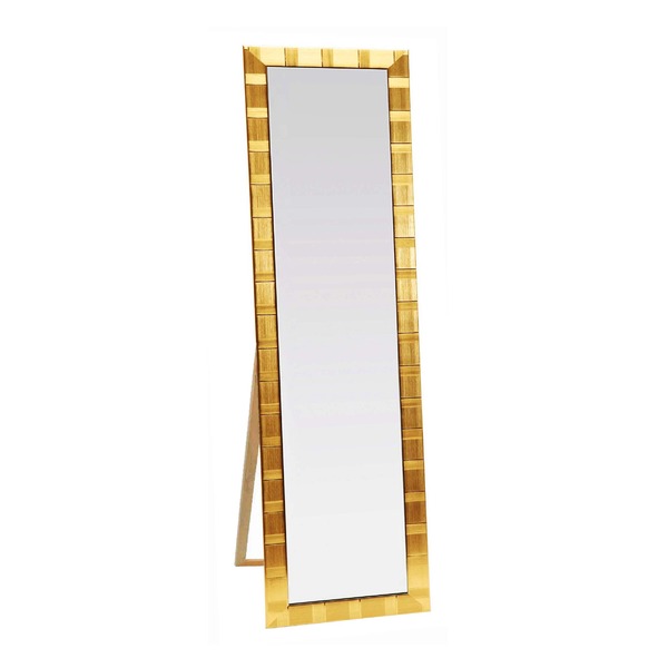ウォールミラー/全身姿見鏡 【壁掛け用】 HJ(Hand made in Japan)ミラー(4尺スタンド付) 飛散防止付 GOLD 日本製 (代引不可)