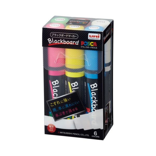 （まとめ） 三菱鉛筆 ブラックボードポスカ 極太 6色（各色1本） PCE50017K6C 1パック 【×4セット】 (代引不可)