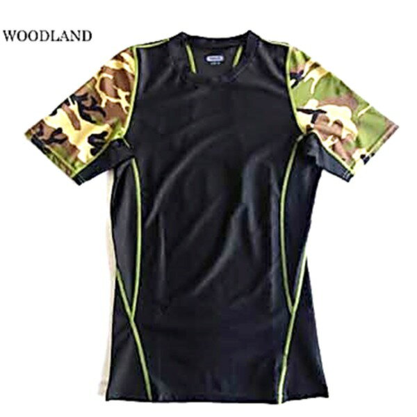 スリムフィットコンプレッションアメリカ軍タクティカルトレーニング吸汗速乾シャツ半袖レプリカ　ウッドランド　M (代引不可)