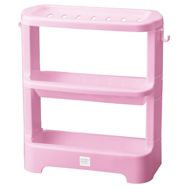 【12セット】シンプル ボトルラック/お風呂収納 【パステルピンク】 33×14.1×38cm 材質:PP 『HOME&HOME』 (代引不可)