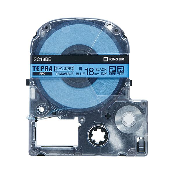 (まとめ) キングジム テプラ PRO テープカートリッジ キレイにはがせるラベル 18mm 青/黒文字 SC18BE 1個 【×4セット】 (代引不可)