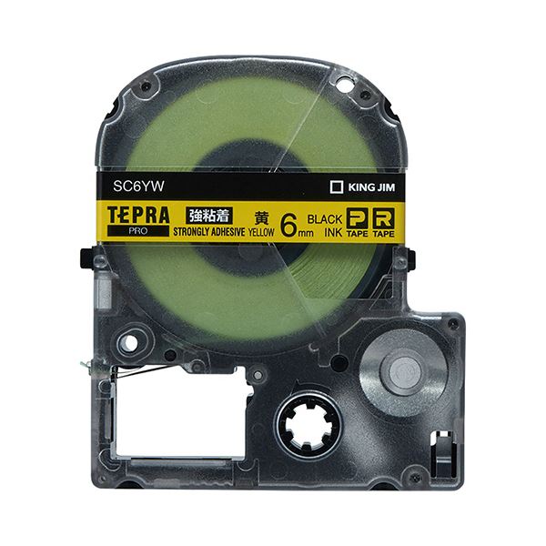 (まとめ) キングジム テプラ PRO テープカートリッジ 強粘着 6mm 黄/黒文字 SC6YW 1個 【×5セット】 (代引不可)