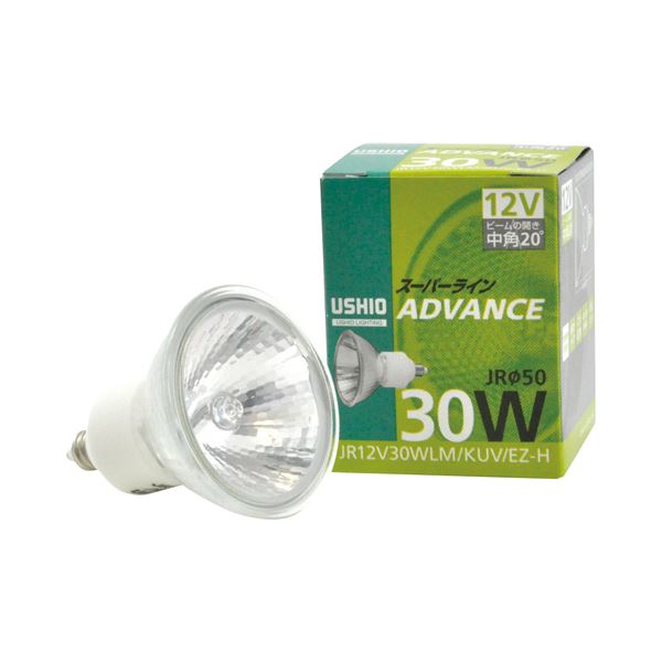 （まとめ） ウシオライティング ハロゲンランプ スーパーラインアドバンス 30W 中角 EZ10口金 ミラー付 JR12V30WLM／KUV／EZ-H 1個 【×2セット】 (代引不可)(3)