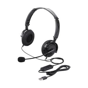 バッファロー(サプライ) 両耳ヘッドバンド式ヘッドセット USB接続/折りたたみタイプ ブラック BSHSUH13BK