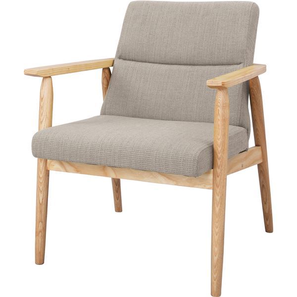 北欧調1人掛けチェア/リビングチェア 【ベージュ】 肘付き 木製フレーム 張地：ファブリック生地 『リズ』 RTO-881BE (代引不可)