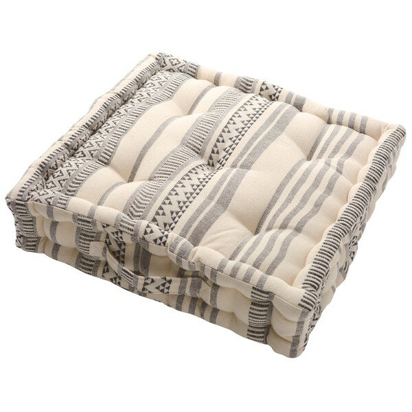 インド綿使用 フロアクッション/座布団 【2枚組 ブラック】 42×42×10cm 『テラ』 (代引不可)