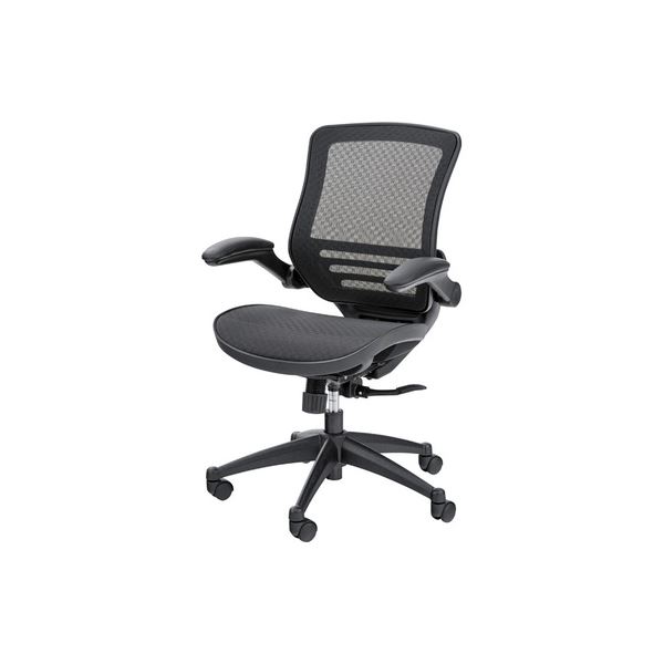 シンプル オフィスチェア/デスクチェア 【ブラック 幅62cm】 肘付き キャスター付き 〔会社 事務所 書斎〕