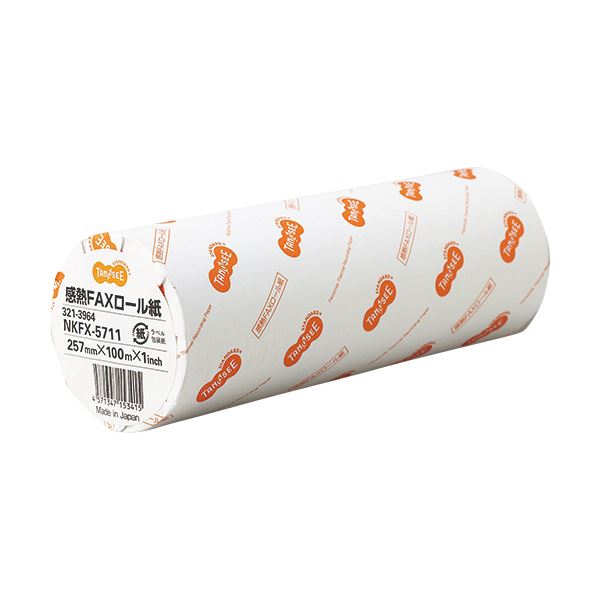 (まとめ) TANOSEE 感熱FAXロール紙 B4 幅257mm×長さ100m 芯内径1インチ 表発色 1本 【×10セット】 (代引不可)(2)