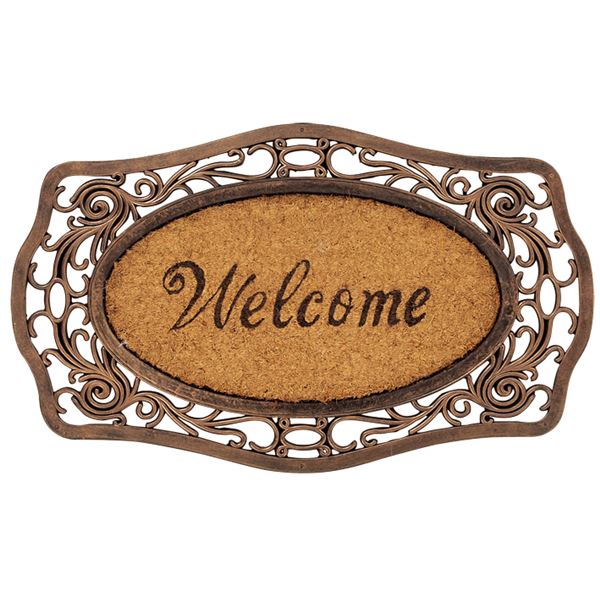 アンティーク調 玄関マット/ラバーマット 【45cm×75cm】 長方形 コイヤー ココナッツ FWRB-1968 〔エントランス 入口〕 (代引不可)