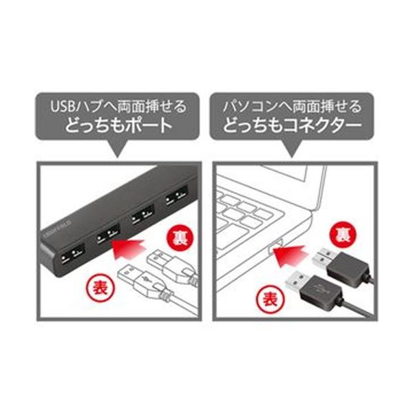 （まとめ）バッファロー どっちもUSBハブUSB2.0 4ポート ブラック BSH4U310D2BK 1個【×10セット】 (代引不可)