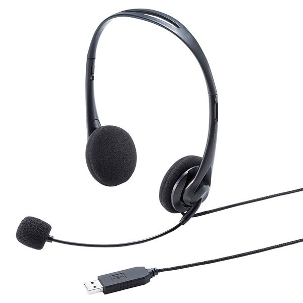 サンワサプライ USBヘッドセット MM-HSU09BK (代引不可)