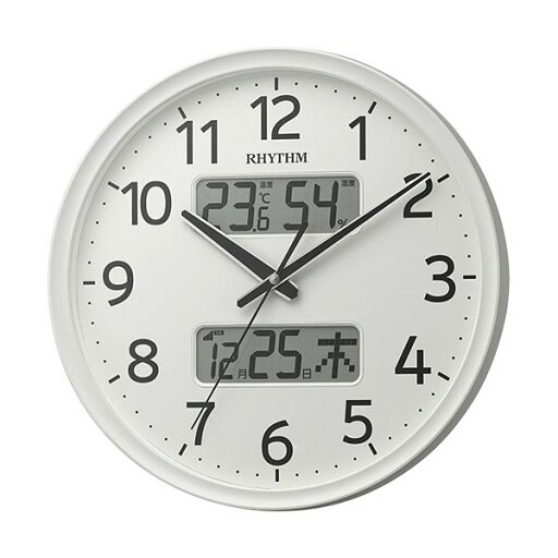 リズム 電波掛時計 フィットウェーブリブA03 温度湿度カレンダー表示付 8FYA03SR03 1台 リズム 電波掛時計 フィットウェーブリブA03 温度湿度カレンダー表示付 8FYA03SR03 1台