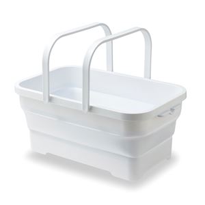 ランドリーバスケット バケツ 約幅46.3cm 15L ホワイト 14個組 折りたたみ ハンドル付 ソフトバスケット 掃除 洗濯 アウトドア (代引不可)