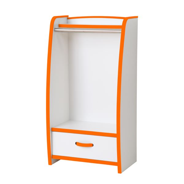 子供用 ハンガーラック/衣類収納 【幅48cm オレンジ】 日本製 高耐久 引き出し付き 知育家具 EVAキッズシリーズ 【完成品】 (代引不可)