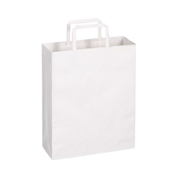 TANOSEE 紙手提袋 平紐 小ヨコ260×タテ320×マチ幅100mm 白無地 1セット（300枚：50枚×6パック） (代引不可)