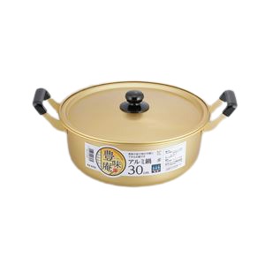 【10個セット】 アルミ鍋/両手鍋 【30cm】 ガスコンロ専用 アルミニウム合金製 蓋付き 『豊味庵』 (代引不可)