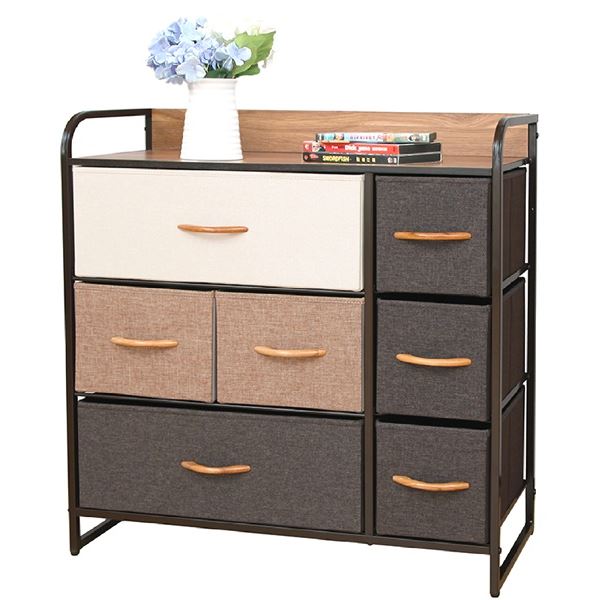 チェスト タンス 3段 7杯ワイドタイプ 約幅80cm スチールパイプ 取っ手付き 布張りカラーチェスト リビ..