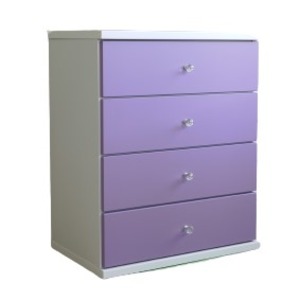 チェスト タンス 幅59.5cm 4段 パープル スライドレール付き コンパクト 日本製 ベッドルーム 寝室 リビング 完成品 (代引不可)