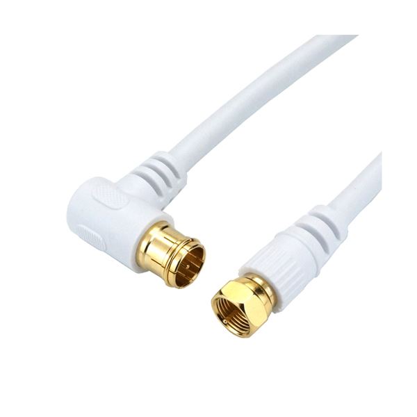 （まとめ）HORIC アンテナケーブル 20m ホワイト F型差込式／ネジ式コネクタ L字／ストレートタイプ HAT200-122LSWH【×2セット】 (代引不可)