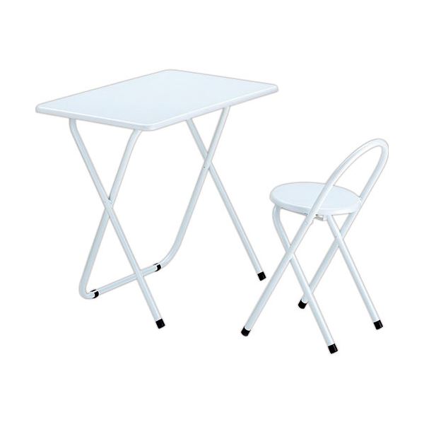 （まとめ）ナカバヤシ 折りたたみデスク＆チェア 幅800×奥行500mm ホワイト FDC-101W 1セット 【×3セッ..