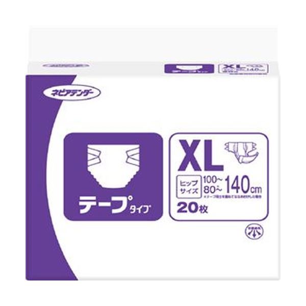 ■サイズ・色違い・関連商品■M 1パック（24枚） 5セット■L 1パック（24枚） 5セット■XL 1パック（20枚） 5セット[当ページ]■商品内容【ご注意事項】この商品は下記内容×5セットでお届けします。●XLサイズ20枚です。●上下に分かれた4本の幅広テープで、からだにそった自然な位置で止められます。●からだの中心に合わせられやすい、サイズ別で見分けられるセンターライン。●U字型フロントパッチ:U字形状により、起き上がりの際のおなかへの圧迫を軽減。●パッドサポート構造:尿パッドを尿道口に近い状態に維持しズレないようにすることで、股モレを防止します。●ニオイを防ぐ消臭ポリマー配合。■商品スペックサイズ：XLその他仕様ウエストサイズ:75〜140cm吸収量：600ccヒップサイズ：80〜140cmシリーズ名：ネピアテンダー吸収量目安：約4回分■送料・配送についての注意事項●本商品の出荷目安は【1 - 5営業日　※土日・祝除く】となります。●お取り寄せ商品のため、稀にご注文入れ違い等により欠品・遅延となる場合がございます。●本商品は仕入元より配送となるため、沖縄・離島への配送はできません。[ 46300 ]