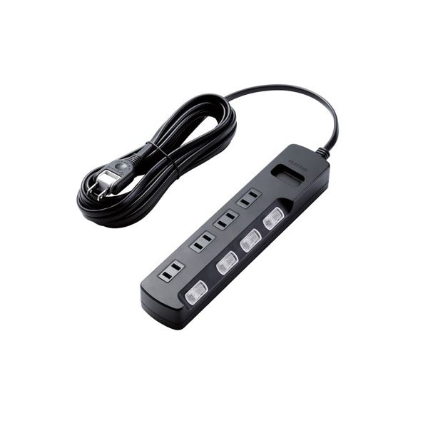 (まとめ)エレコム AV雷ガードタップ/個別スイッチ/ホコリシャッター付/4個口/5m/ブラック AVT-K6A-2450BK【×2セット】 (代引不可)