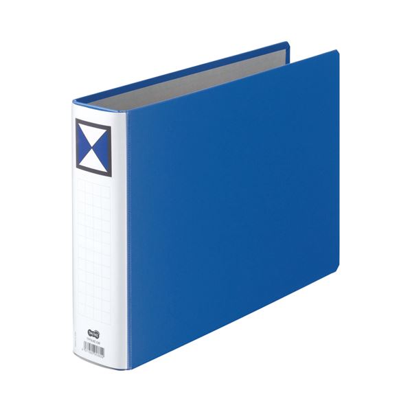 (まとめ) TANOSEE 両開きパイプ式ファイル A4ヨコ 500枚収容 背幅66mm 青 1冊 【×10セット】 (代引不可)