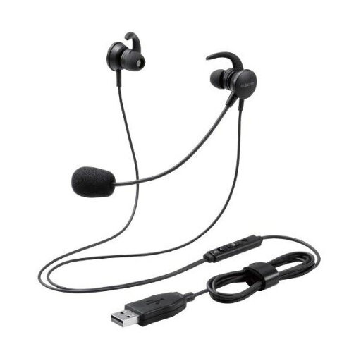 エレコム 両耳耳栓タイプUSBヘッドセット 約1.8m ブラック HS-EP15UBK 1個 エレコム 両耳耳栓タイプUSBヘッドセット 約1.8m ブラック HS-EP15UBK 1個