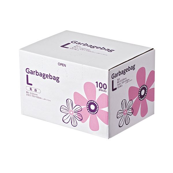 （まとめ）TANOSEE 丸底耳付ゴミ袋乳白半透明 L BOXタイプ 1箱（100枚）【×2セット】 (代引不可)