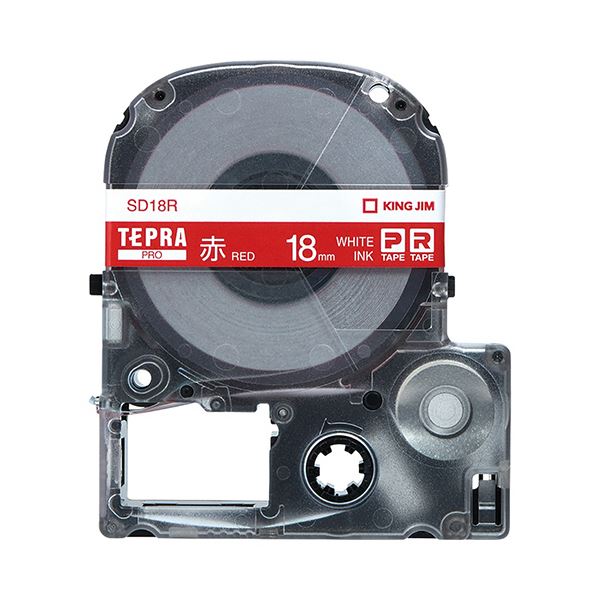 (まとめ) キングジム テプラ PRO テープカートリッジ ビビッド 18mm 赤/白文字 SD18R 1個 【×10セット】 (代引不可)