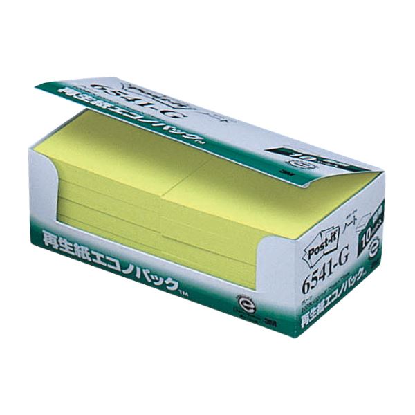 （まとめ） 3M ポスト・イット エコノパックノート 再生紙 75×75mm グリーン 6541-G 1パック（10冊） 【×5セット】 (代引不可)