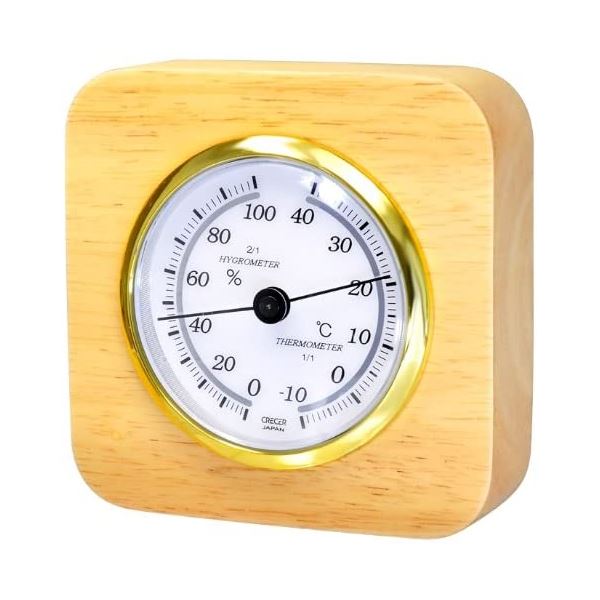 クレセル 日本製 天然木 温湿度計 卓上用 ナチュラル CR-620 (代引不可)