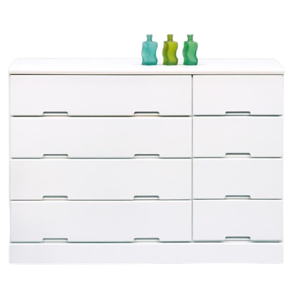 ローチェスト タンス 幅120cm ホワイト 日本製 引き出しスライドレール ベッドルーム 寝室 リビング 完成品 (代引不可)