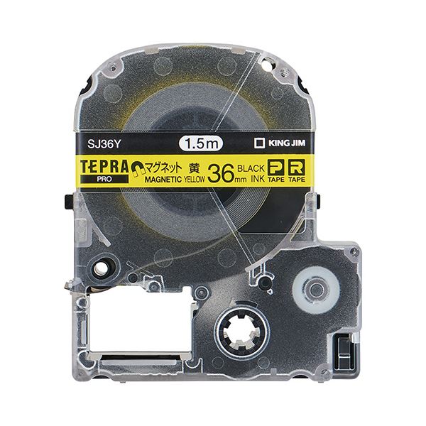 (まとめ) キングジム テプラ PROテープカートリッジ マグネットテープ 36mm 黄/黒文字 SJ36Y 1個 【×10セット】 (代引不可)